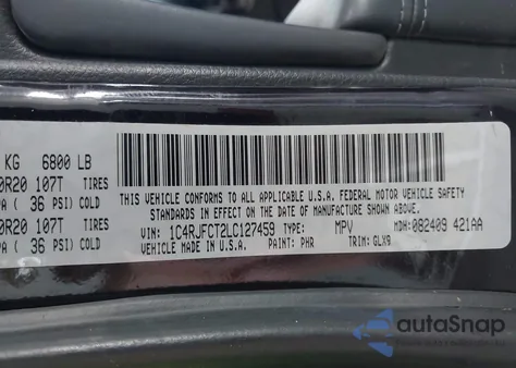 2020 Jeep Grand Cherokee Overland 4X4 из США, поврежденный, VIN 1C4RJFCT2LC127459